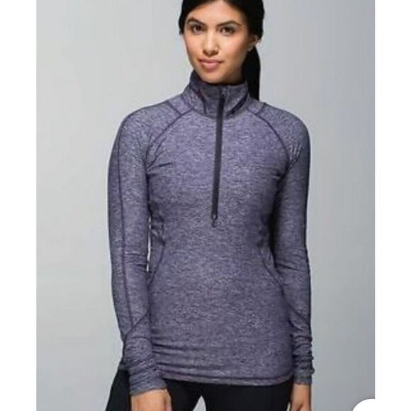 Lululemon Race Your Pace 1/2 Zip Hyper stripe Mauvelous Long Sleeve Top Size 4 - Picture 1 of 11
